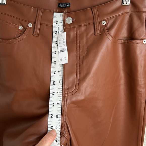J Crew Faux Leather Slim Wide Leg Pants Womens Size 29 Brown - Picture 6 of 10
